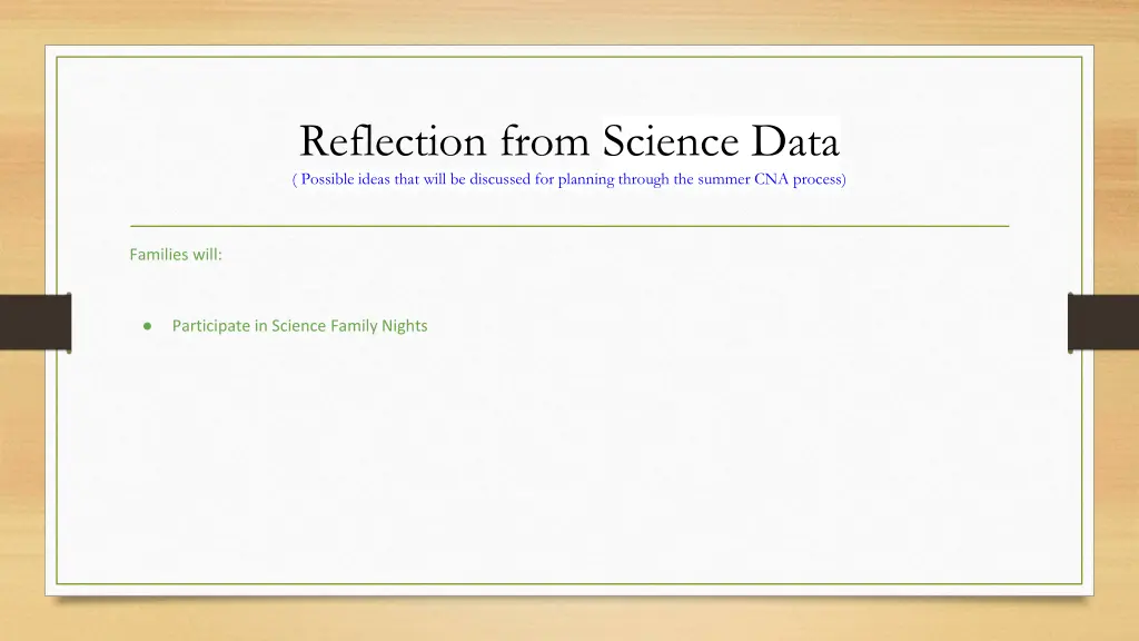 reflection from science data possible ideas that 2