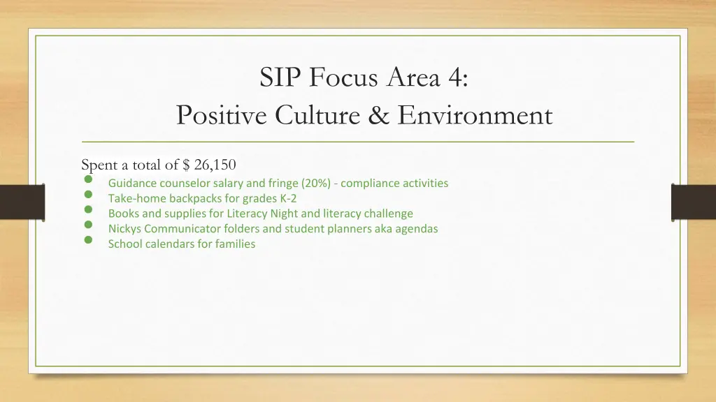 sip focus area 4 positive culture environment