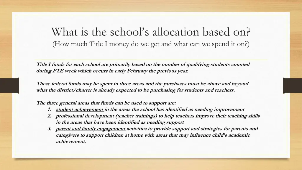 what is the school s allocation based on how much