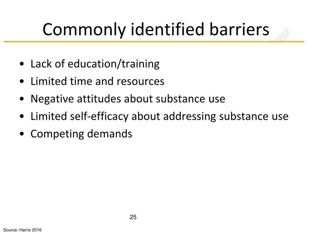 commonly identified barriers