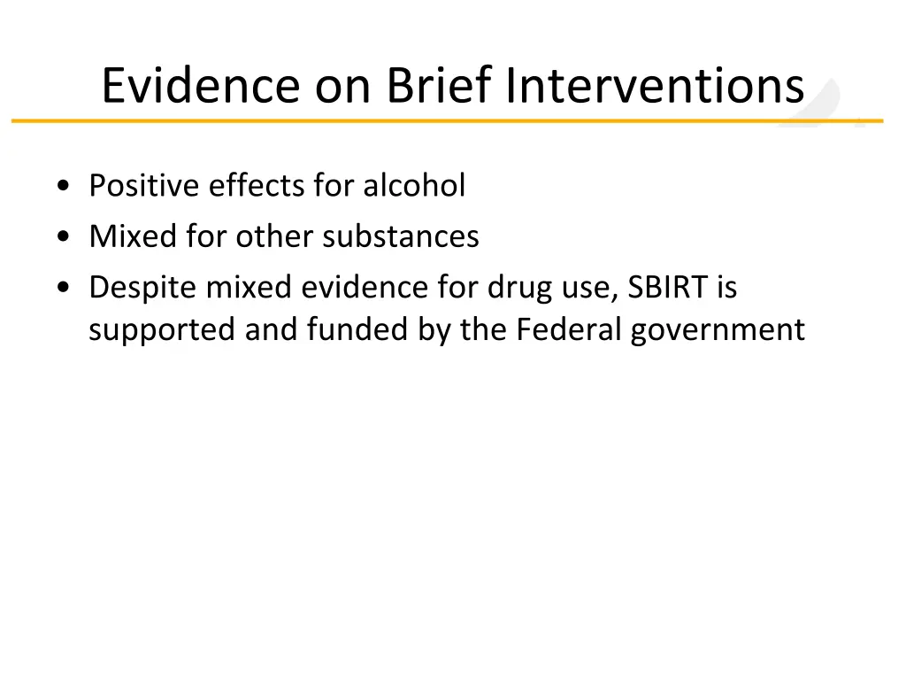 evidence on brief interventions