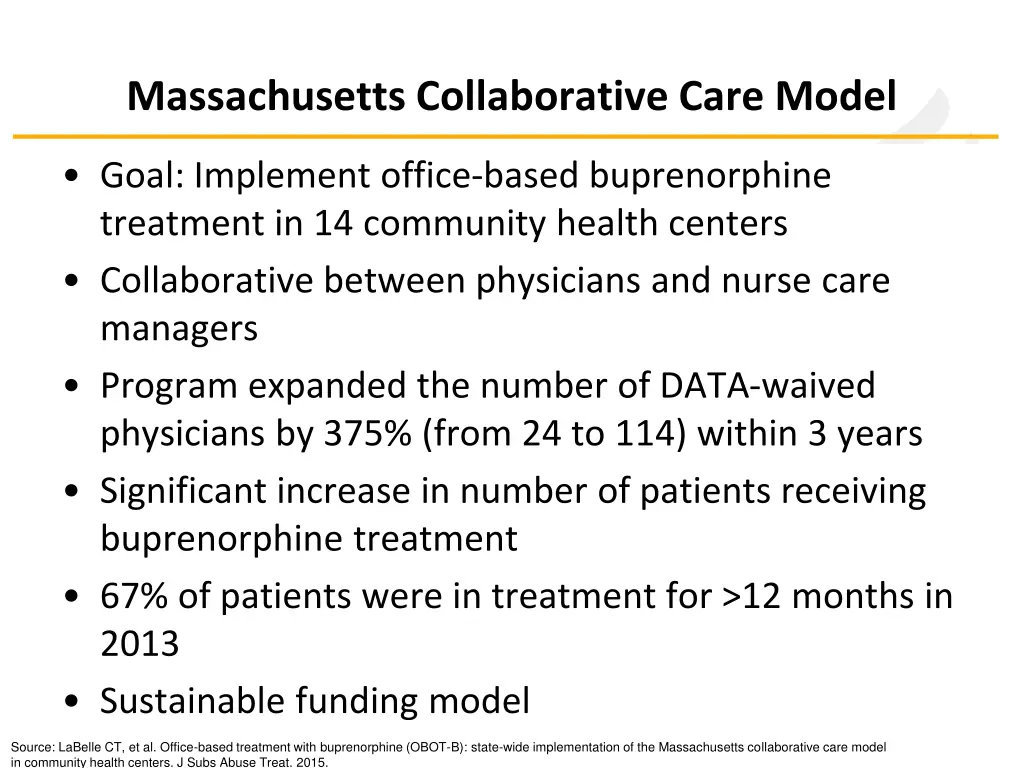 massachusetts collaborative care model