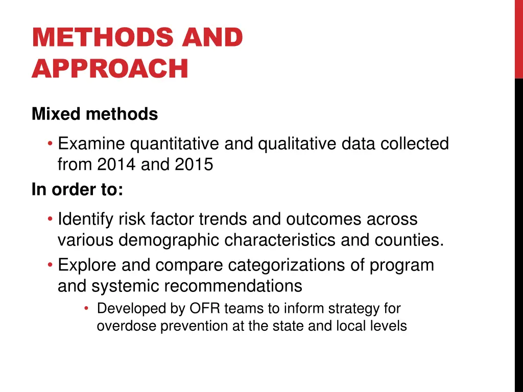 methods and approach