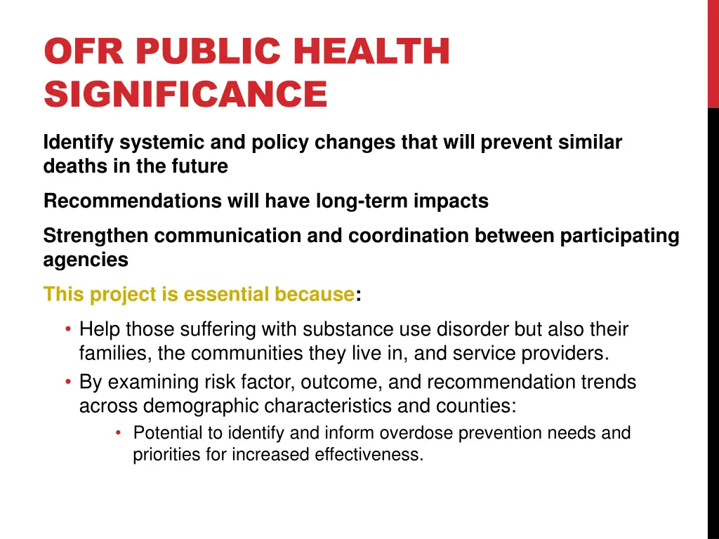 ofr public health significance
