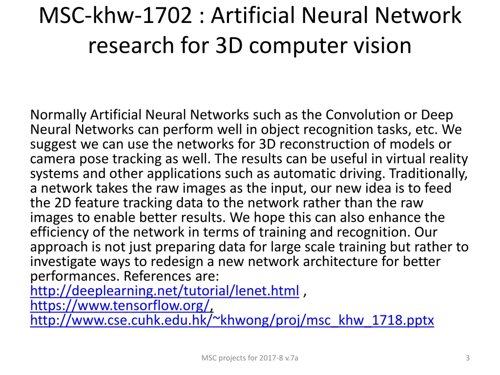 msc khw 1702 artificial neural network research