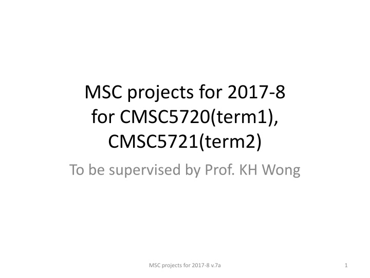 msc projects for 2017 8 for cmsc5720 term1