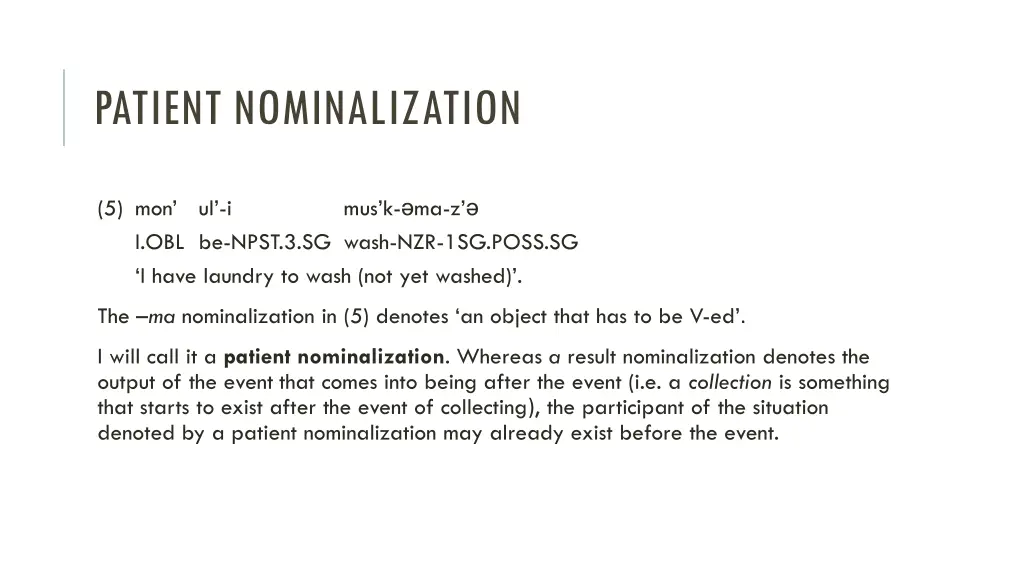 patient nominalization