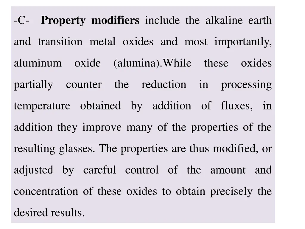 property modifiers include the alkaline earth