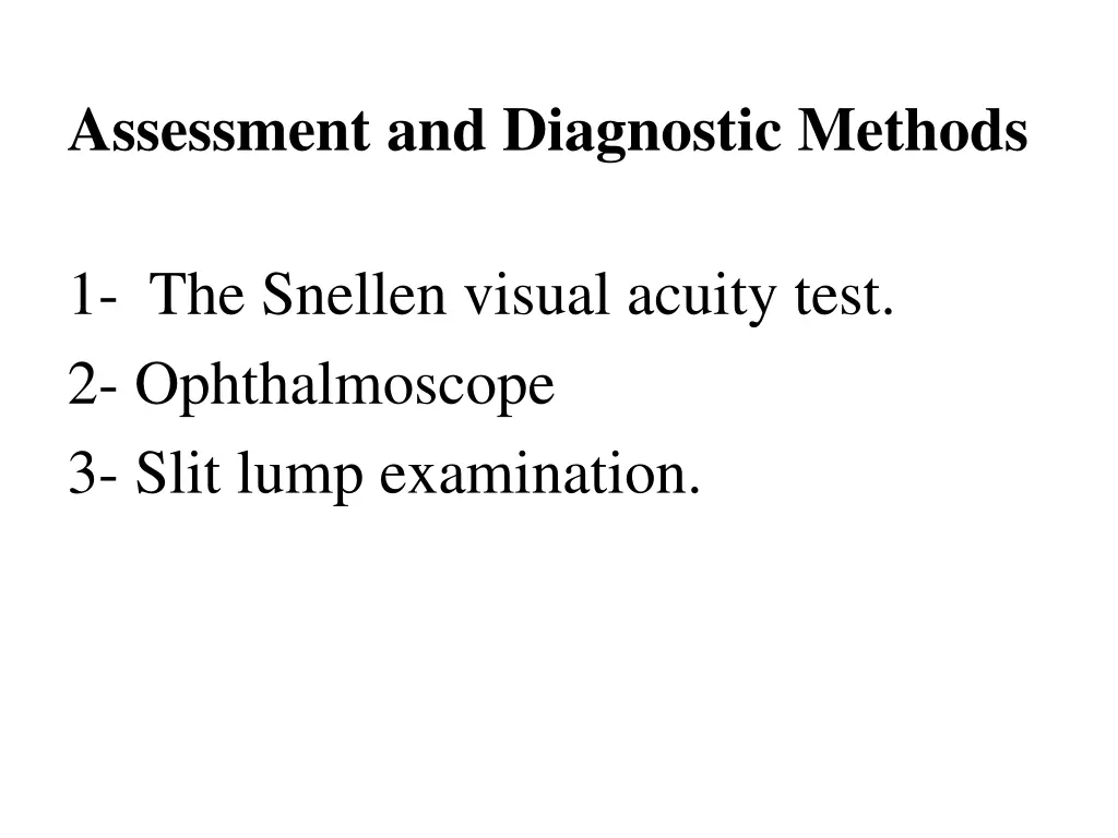 assessment and diagnostic methods