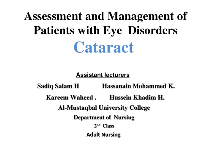 assessment and management of patients with