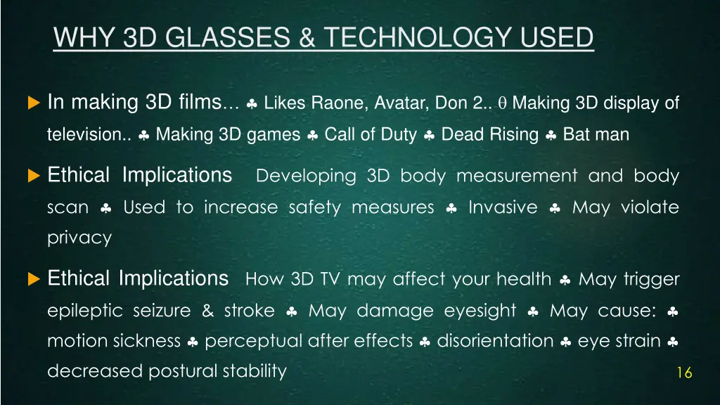 why 3d glasses technology used