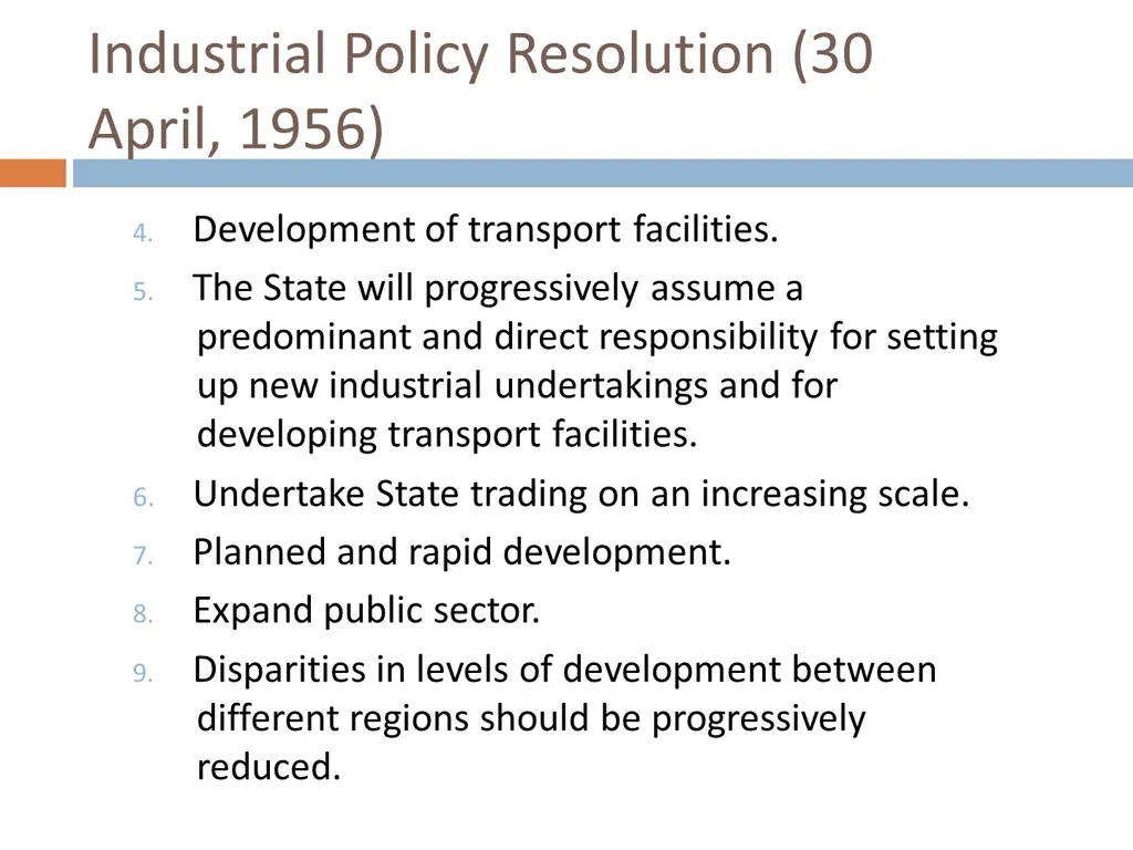 industrial policy resolution 30 april 1956