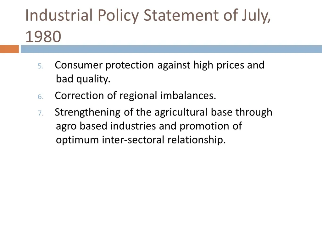 industrial policy statement of july 1980