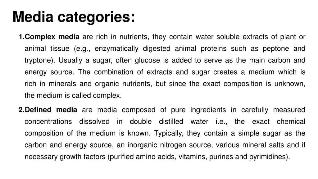 media categories