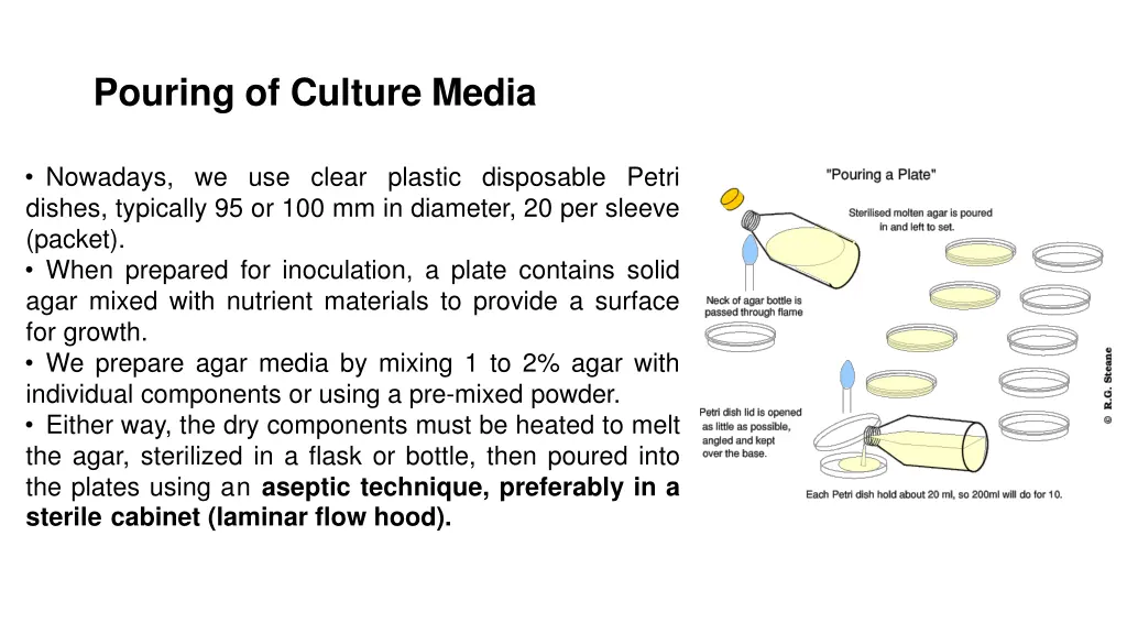 pouring of culture media