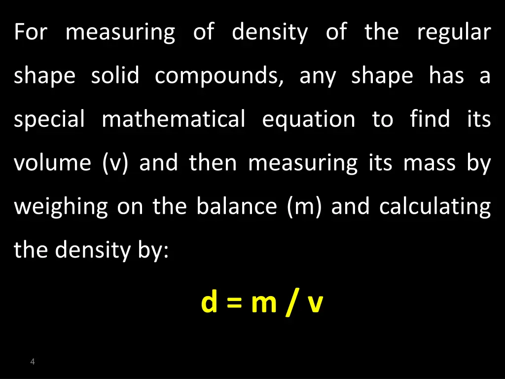 for measuring of density of the regular