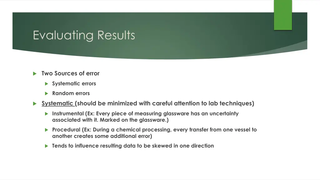 evaluating results