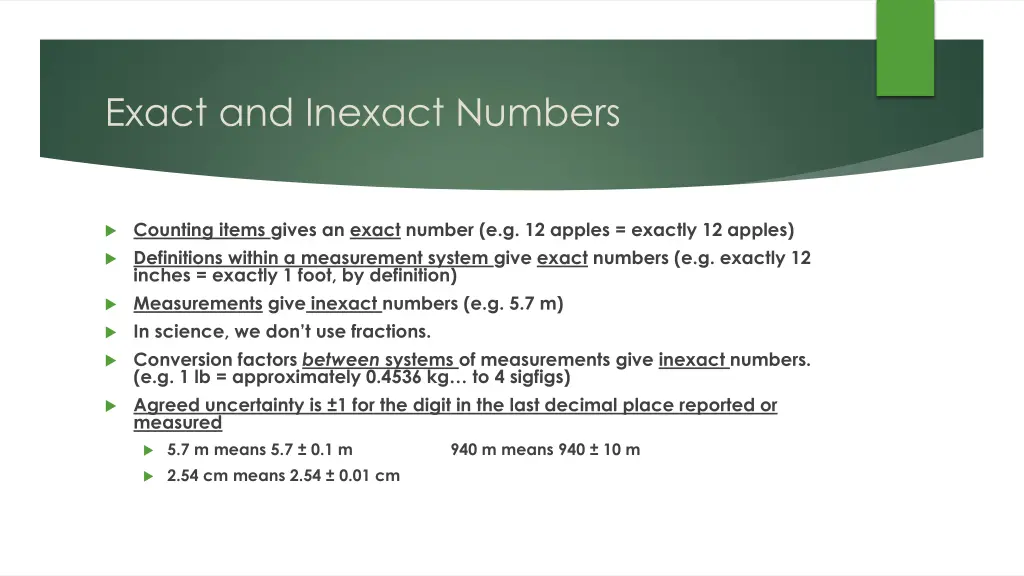 exact and inexact numbers