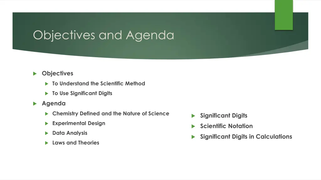objectives and agenda