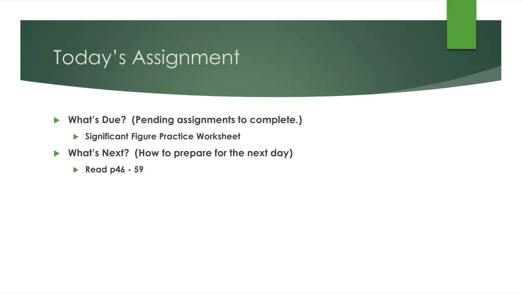 today s assignment