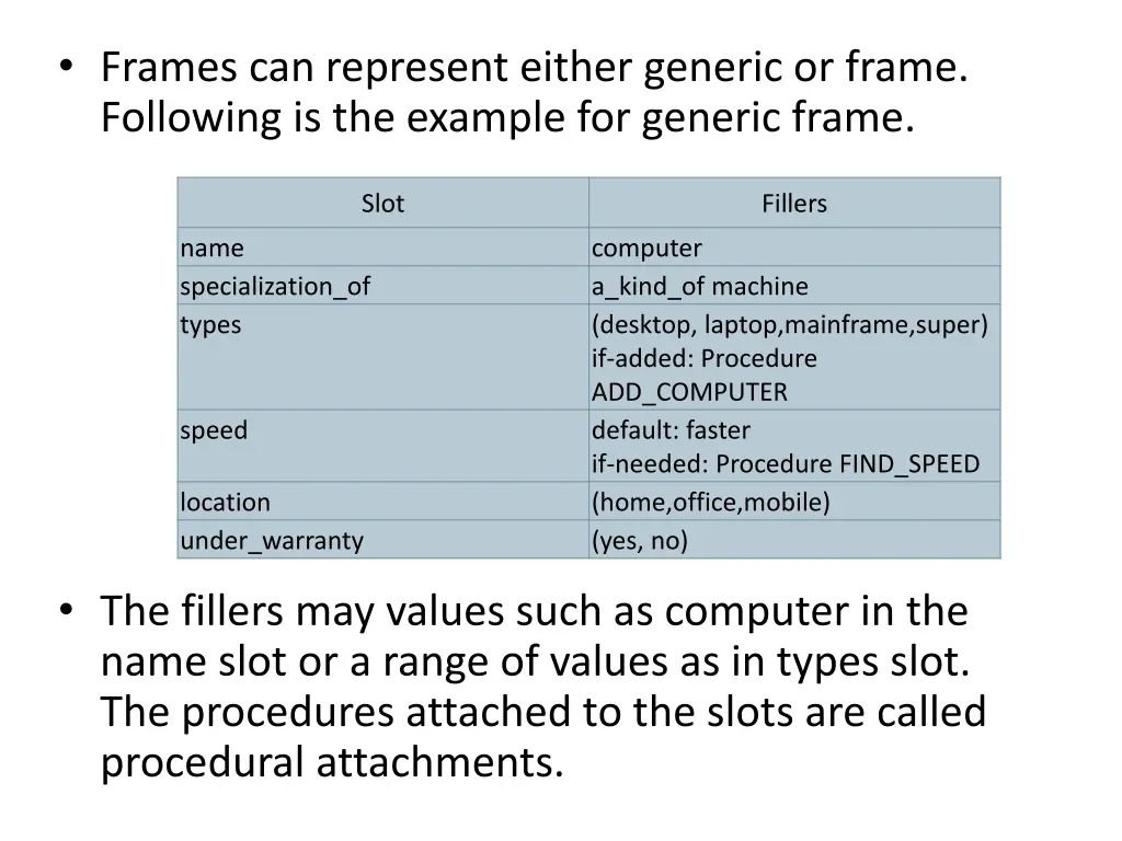frames can represent either generic or frame