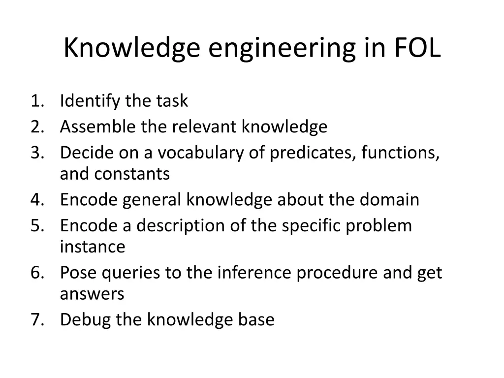 knowledge engineering in fol
