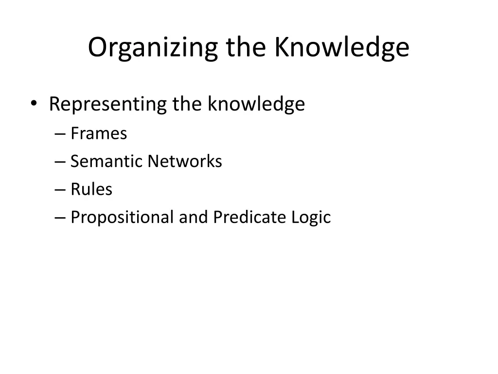 organizing the knowledge