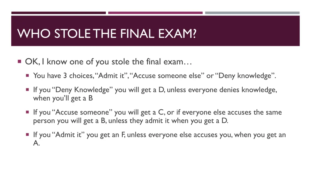 who stole the final exam