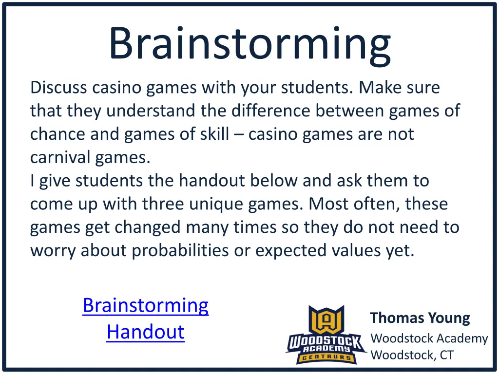 brainstorming discuss casino games with your