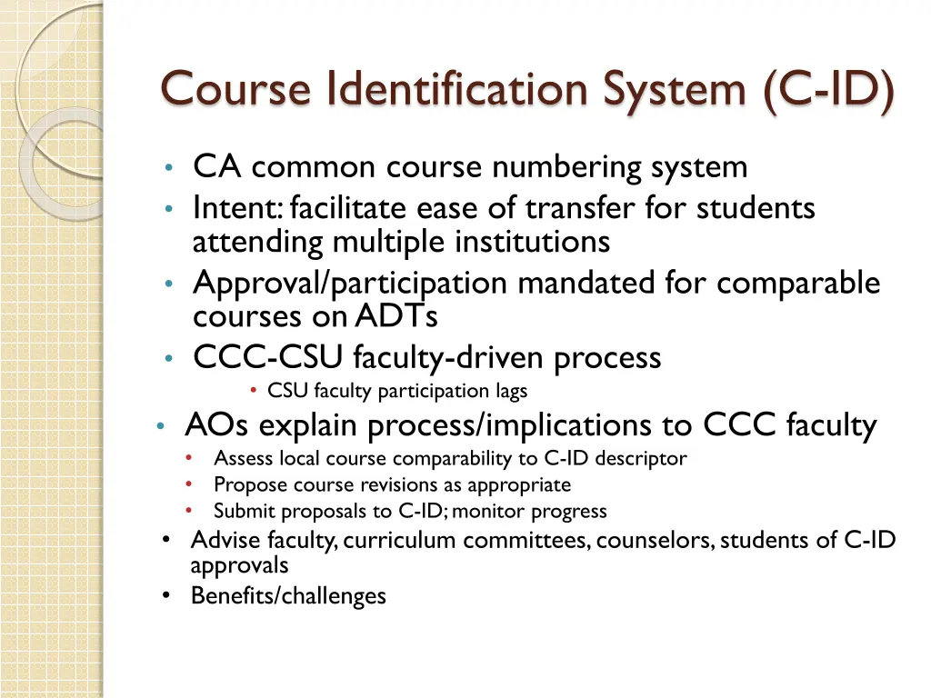 course identification system c id