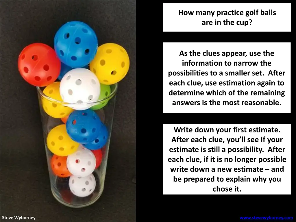how many practice golf balls are in the cup
