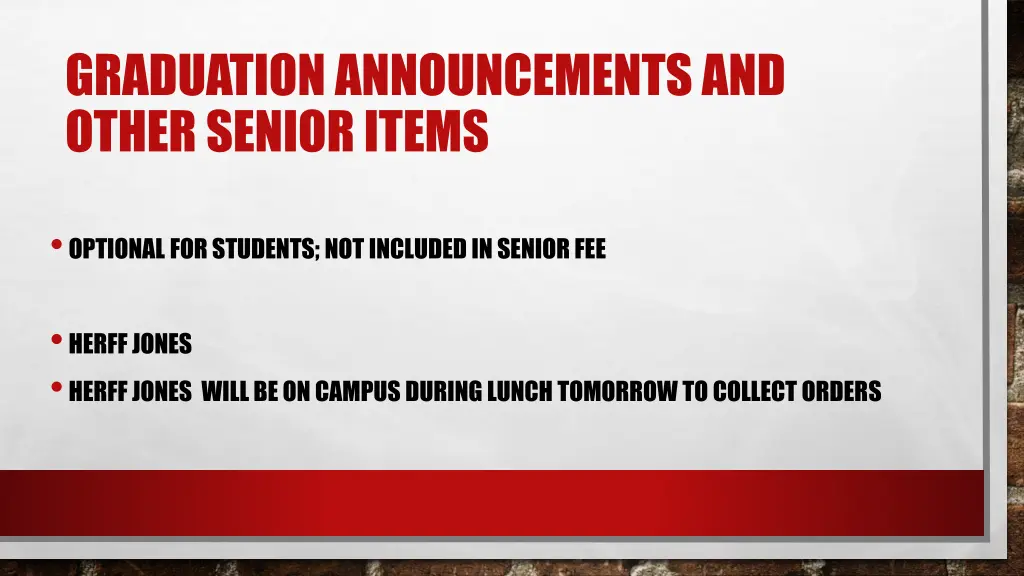 graduation announcements and other senior items