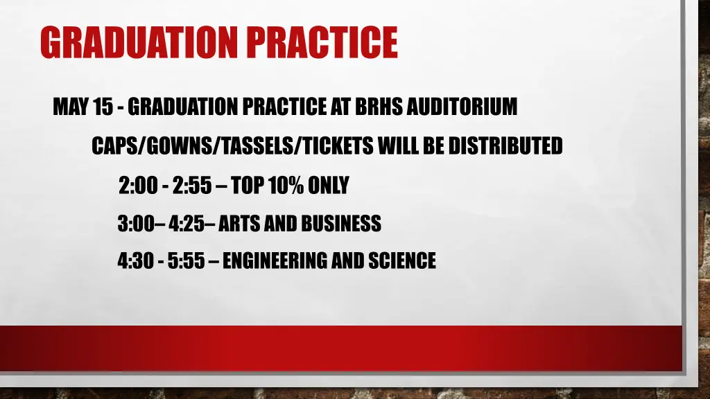 graduation practice