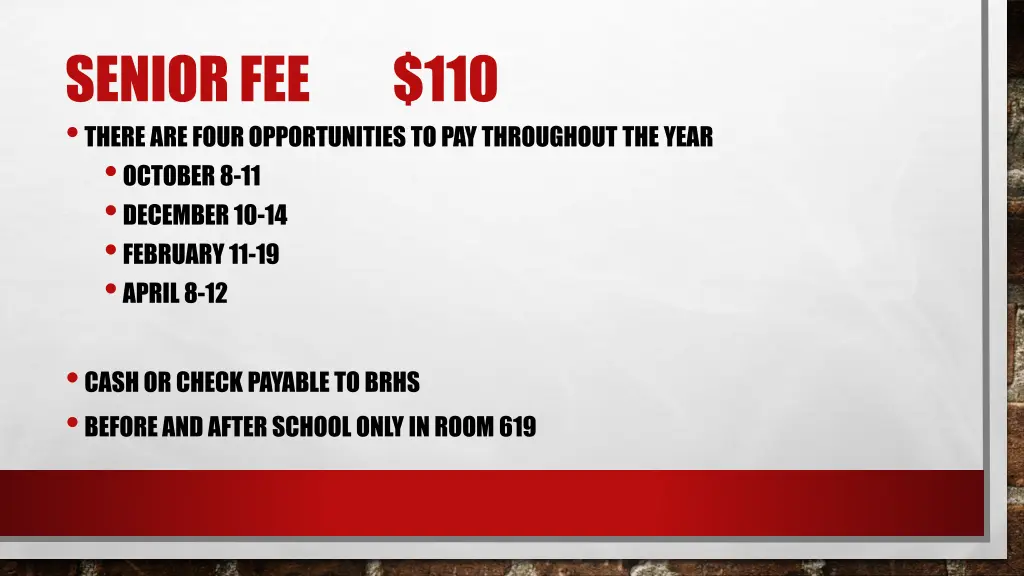 senior fee there are four opportunities