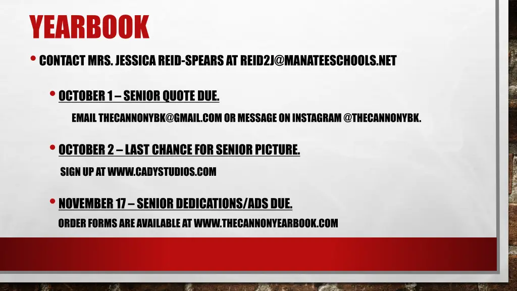 yearbook contact mrs jessica reid spears