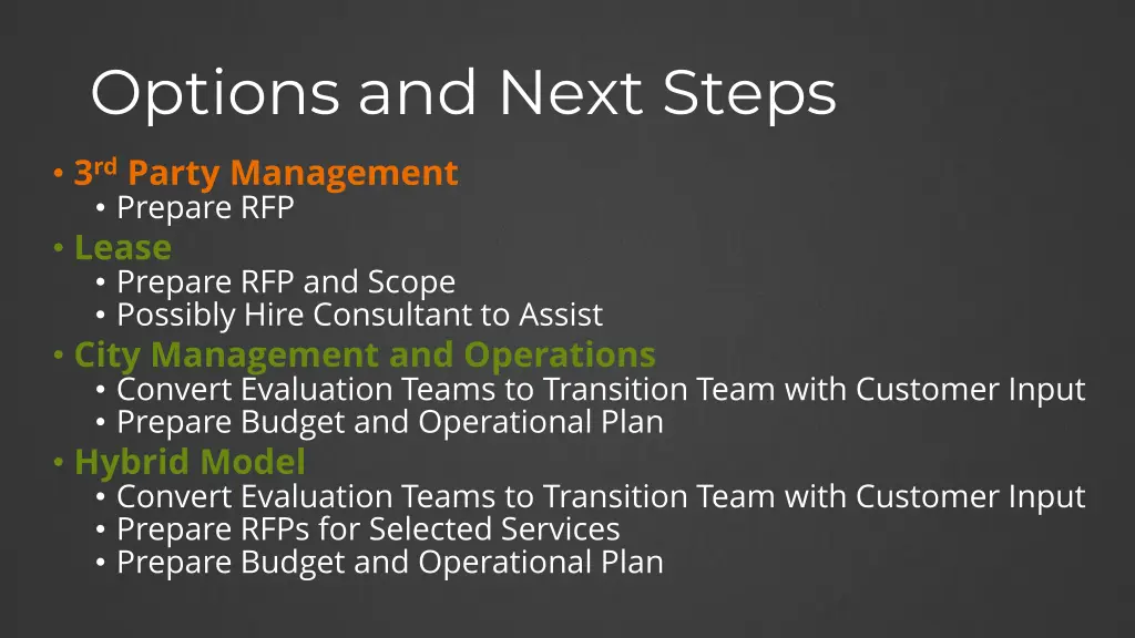 options and next steps