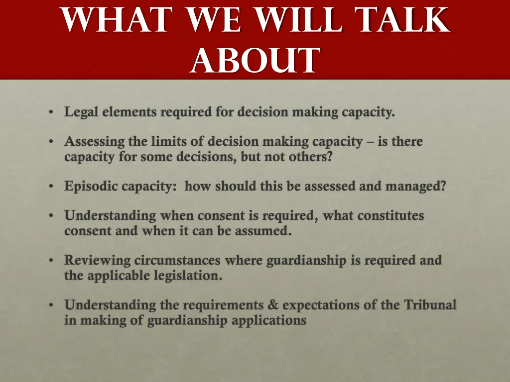 what we will talk about