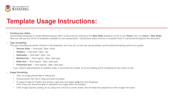template usage instructions