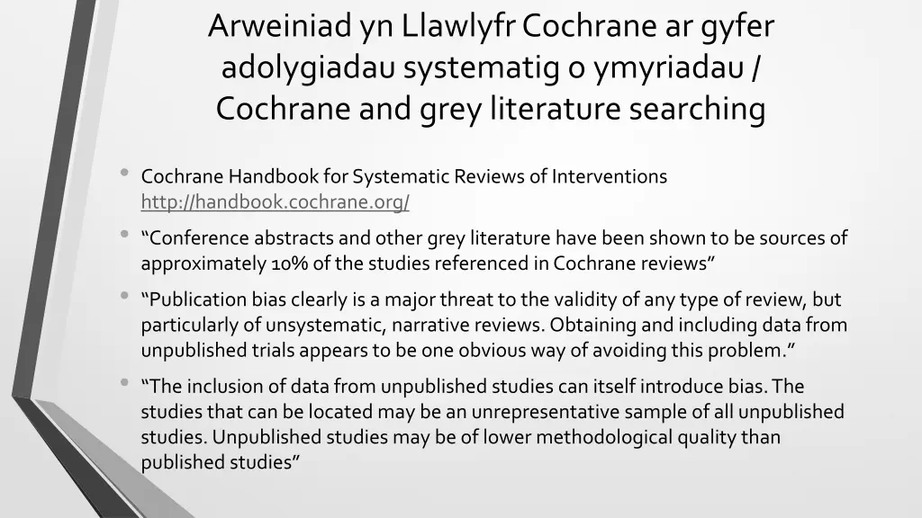 arweiniad yn llawlyfr cochranear gyfer