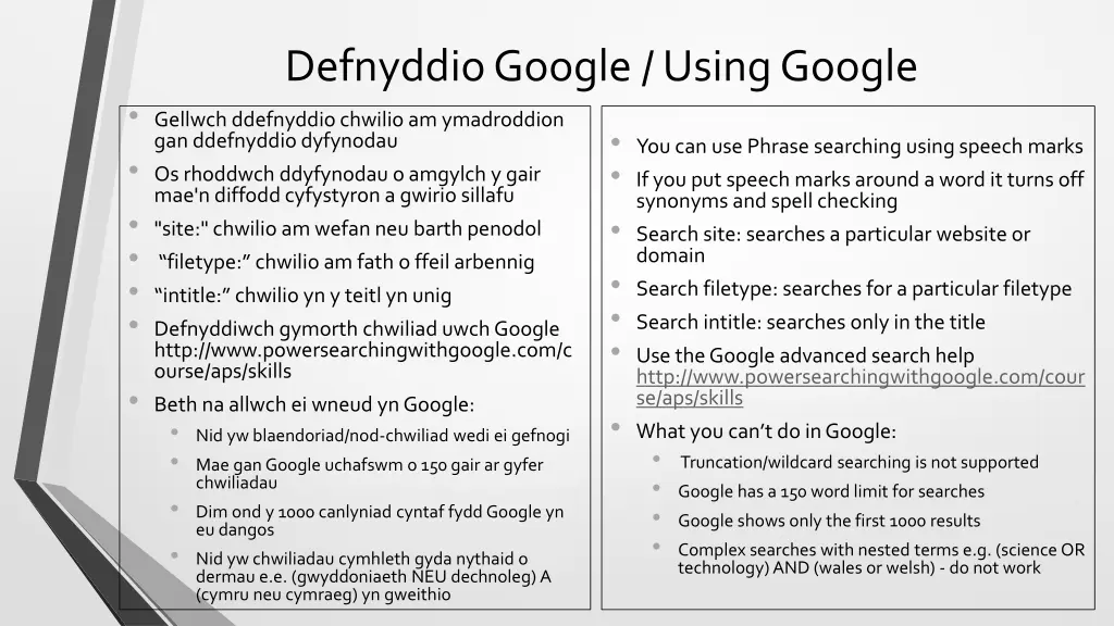 defnyddio google using google gellwch ddefnyddio