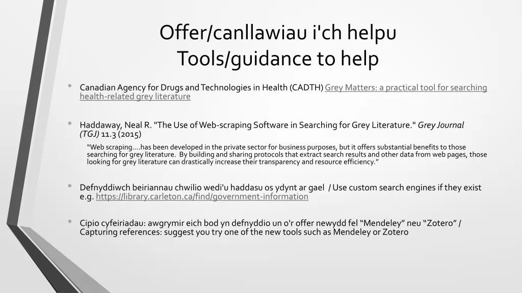 offer canllawiau i ch helpu tools guidance to help