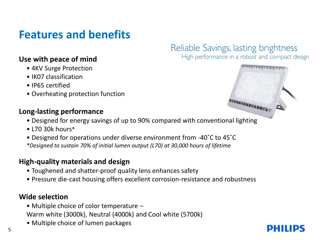 features and benefits