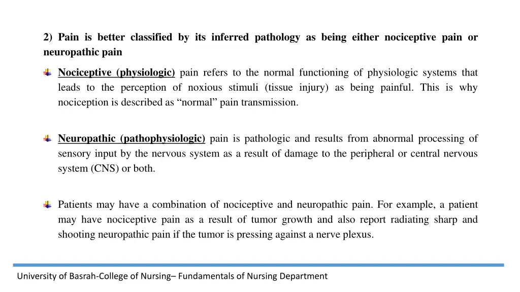 2 pain is better classified by its inferred