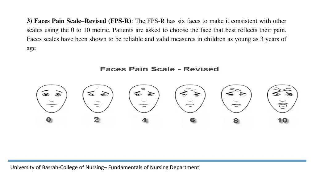 3 faces pain scale revised
