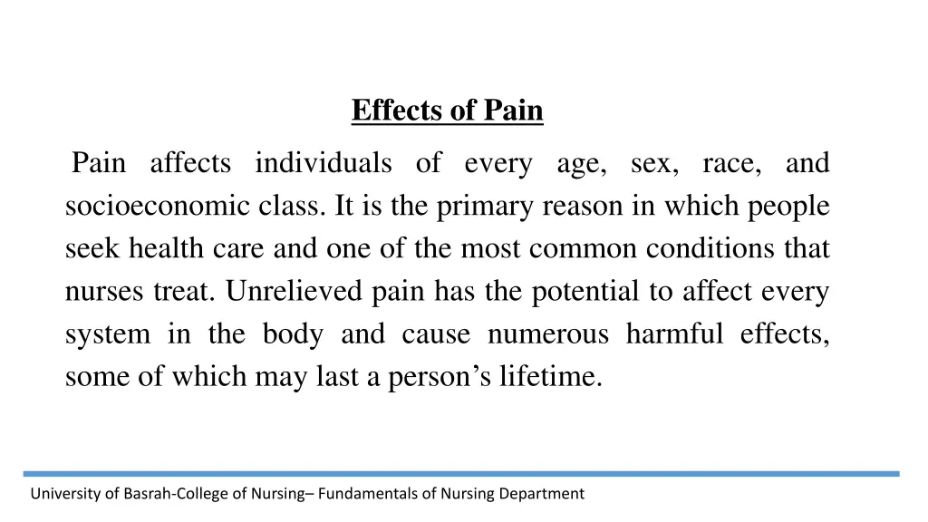effects of pain