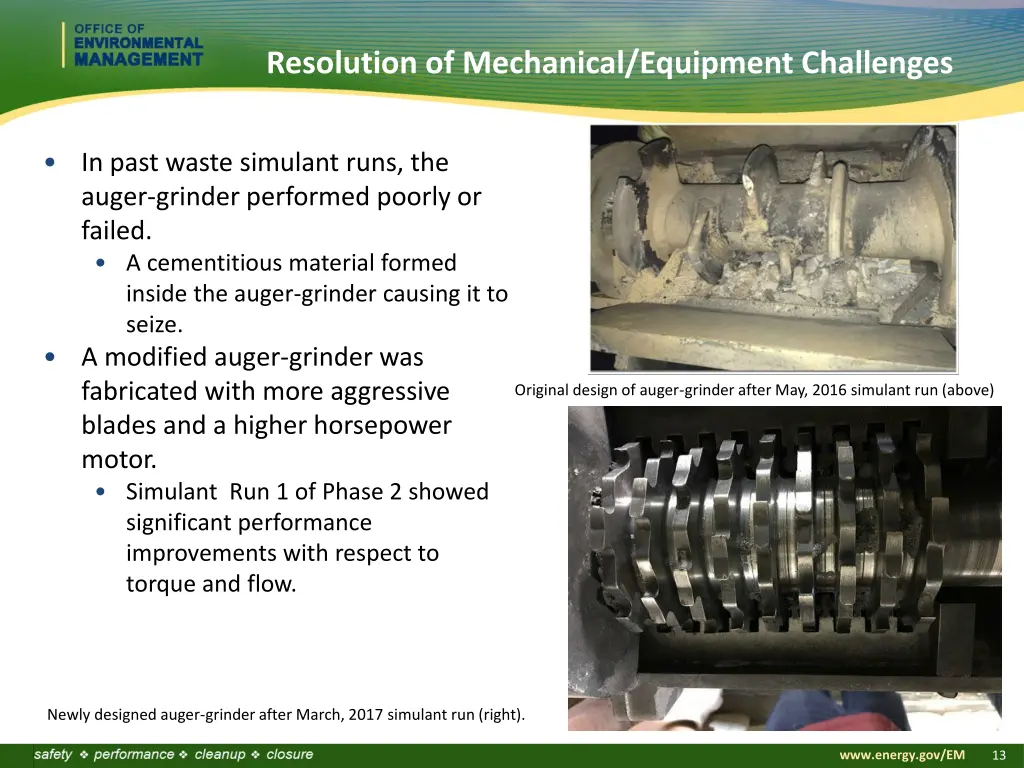 resolution of mechanical equipment challenges