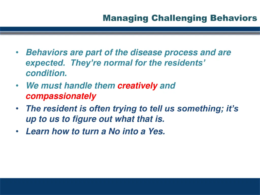 managing challenging behaviors