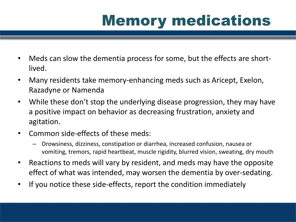memory medications