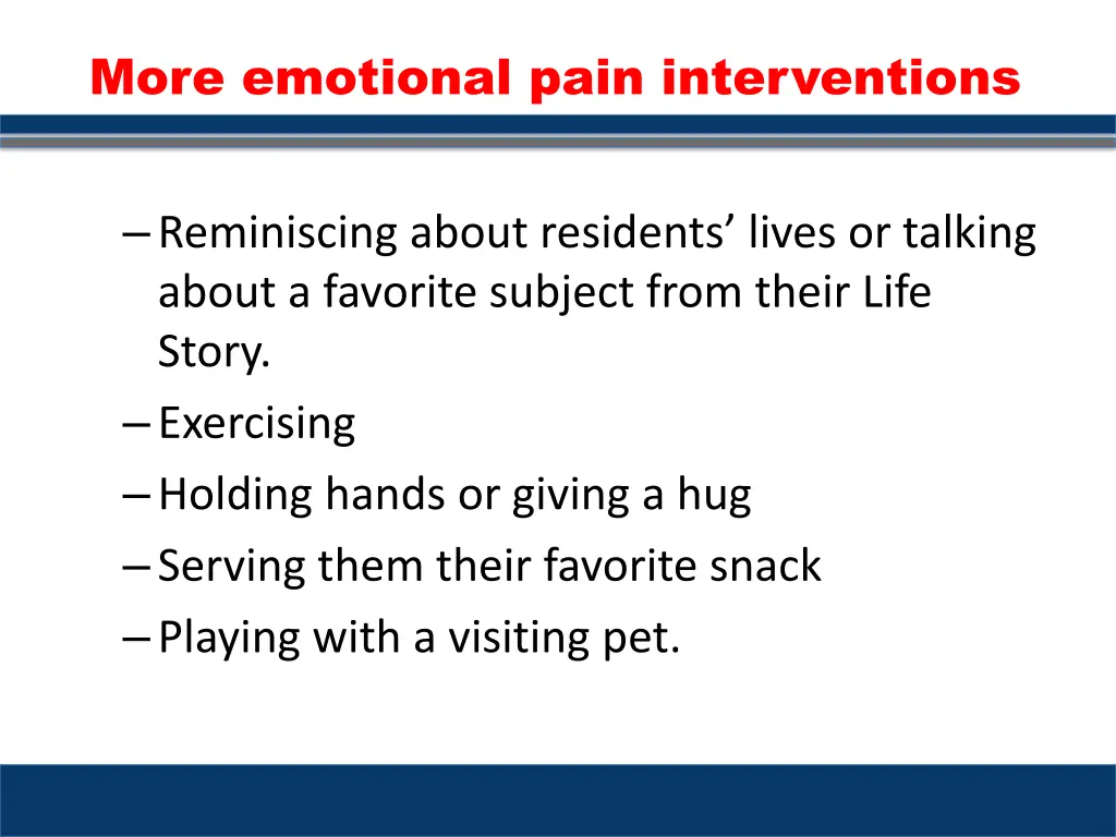 more emotional pain interventions