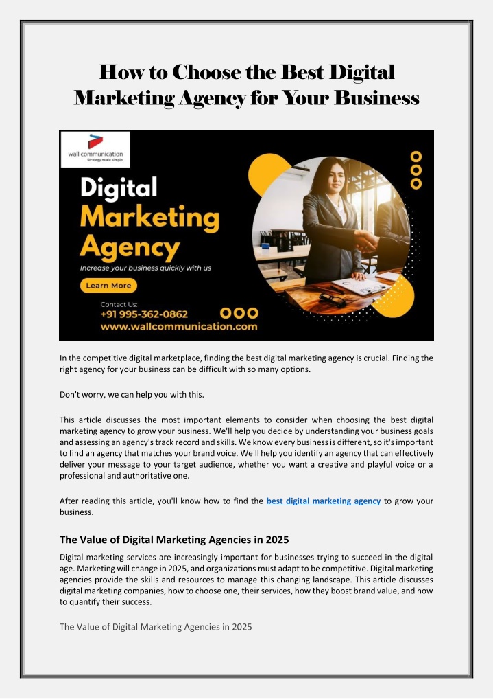 how to choose the best digital marketing agency